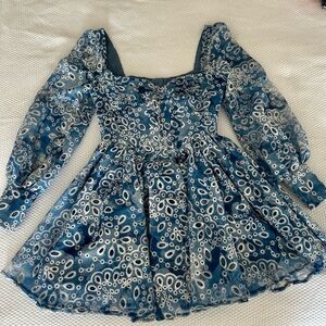 Blue Bardot mini dress